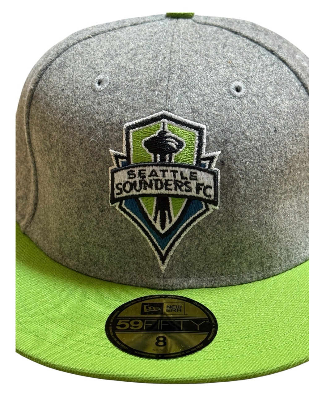 New Era 59FIFTY Seattle Sounders FC Fitted Cap Gray Green Size 8 NWT